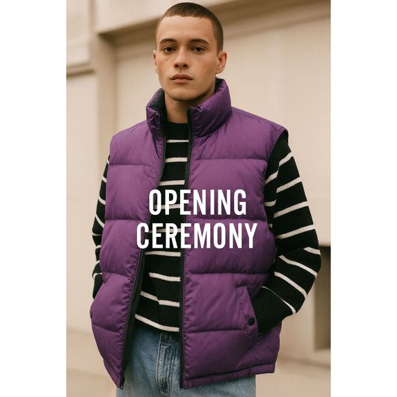 Rare! OPENING CEREMONY Reversible Purple Green Puffer Vest Jacket Mens Sz Medium - Picture 1 of 13